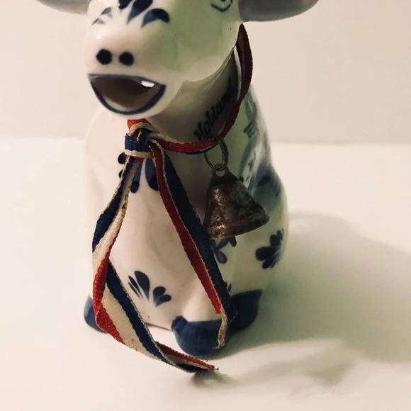 Vintage Delft Ceramic Cow Creamer Figurine 6 Inch Long Blue Hand Painted Holland - Picture 10 of 12